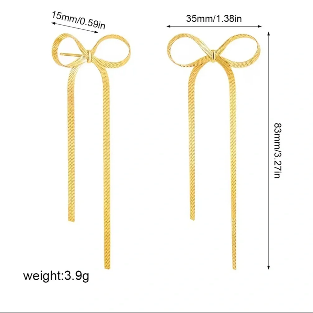 Chic Gold Bow Earrings – Minimalist Ribbon Style